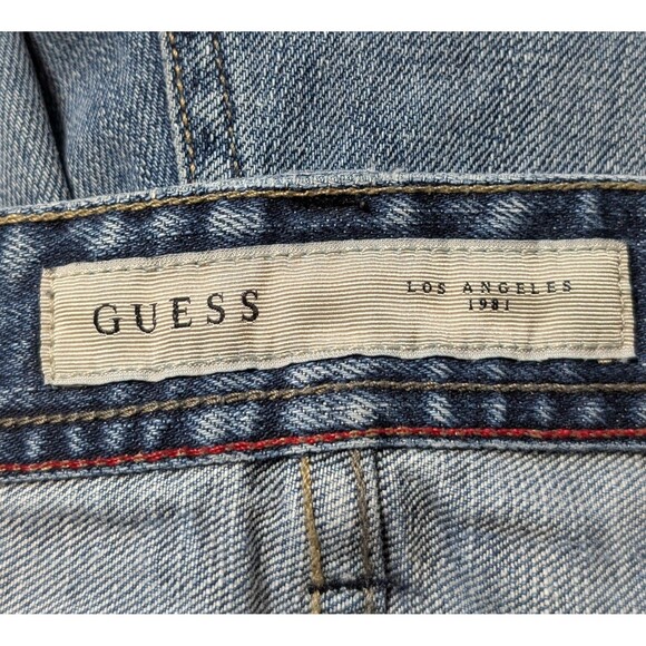Guess Size 32X30 Desmond Relaxed Straight Jeans Distressed Whiskered Stretch - Picture 7 of 12